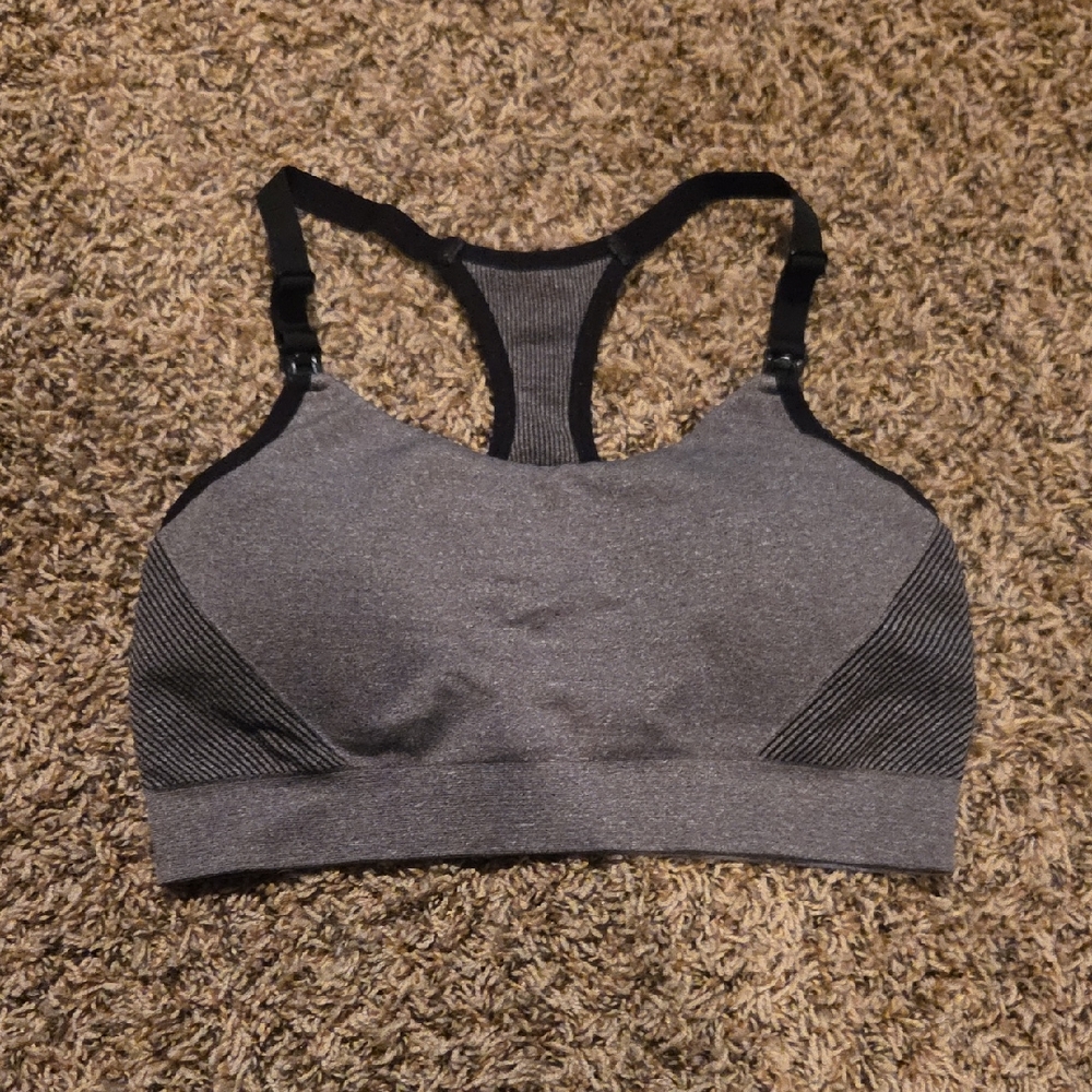 Auden Charcoal Sports Bra with Black Accents